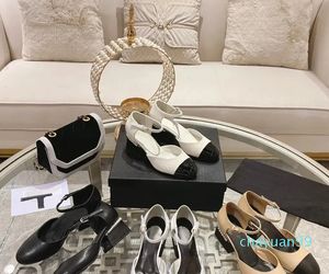 Mary Janes Sandal Dans Ayakkabıları Balerin Sandal Tasarımcı Kadınlar İnci Topuk İncileri