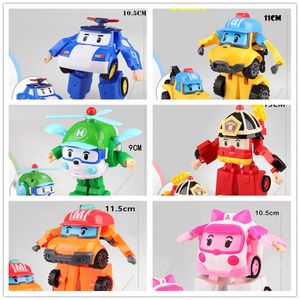 Dönüşüm Oyuncak Robotları 6 PCS/SET Kore oyuncakları Poli Robocar Dönüşüm Robot Oyuncaklar Araba Modeli Anime Action Figür Oyuncaklar Noel Hediyesi 230811