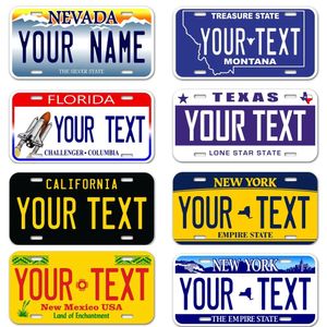 Your Text Tin Sign Custom License Plate United States Car License Plate Customized Text Personalized Name for USA Car Tags Man Cave Garage Home Wall Decor 30X15CM w01