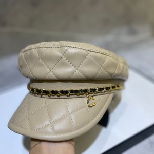 Desiginers Erkek Kadın Beret Twill Diamond Askeri Şapka Moda Deri Deri Düz Sokak Şapkaları Casquette Kafatası Kapı Kırış Beyzbol Kapağı