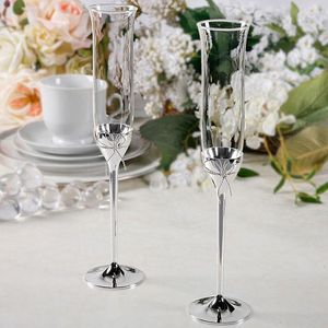 Винные бокалы 2 шт. Хрустальные шампанские флейты Серебряная свадьба миссис миссис