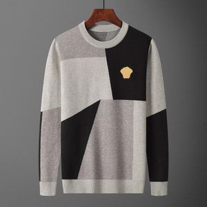 Дизайнерский свитер мужчина любовник кардиган вязаная круглая шея Высокая воротника Мужская буква мода белый черный с длинным рукавом. Пуловая. Высококачественный размер свитеров M-3XL