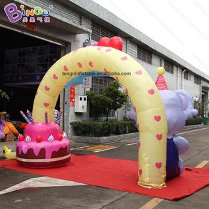 Toptan yeni varış 4x3mh dekoratif şişme karikatür doğum günü kemerleri, etkinlik partisi dekorasyon oyuncakları için hayvan ve kek kemerli kapı havaya uçurur