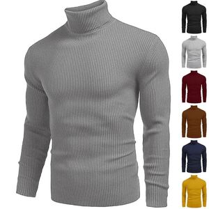 Erkek Sweaters Örgü Kazak Düz Renk Yuvarlak Boyun Uzun Kollu Kazak Paketi Erkek Gömlek Kaplumbağası Üstü Erkekler için Giysiler Çalışıyor