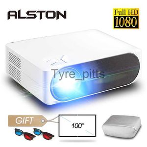 Projektörler Alston M19 Full HD 1080p Projektör 4K 5800 Lümenler Sinema Android WiFi Bluetooth VGA AV HDMI Uyumlu USB Hediye X0811