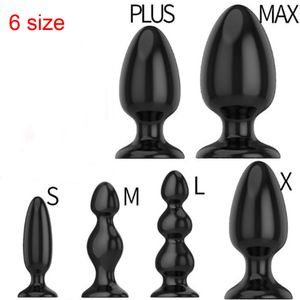 Anal oyuncaklar 6 boyutlu yumuşak siyah silikon büyük popo fişi pürüzsüz büyük erotik eşcinsel seks kadın erkekler için 230811