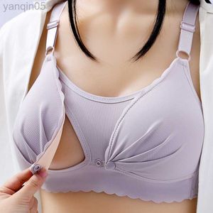 Maternity Intimates Nursing Maternity Bras Front Upper Open button Underwear Adjusted-straps Pregnancy Clothes Breastfeeding Bra Underwear Wirefree HKD230812