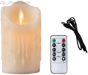 USB Перезаряжаемая Electry Electric Candle Lamp Drable Paraffin Wax Tancing Перемещение фитиля Home Party Bar Столки с удаленным HKD230812