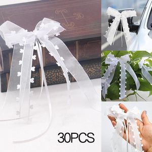 Flores decorativas 30pcs/set wedding bowknots com amor fita de fita de coração Cadeiras de carros de festas arco vaso de prop decorações
