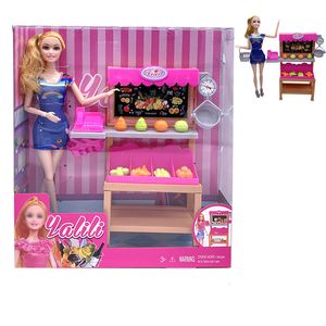Bebek Moda Yaşam Tarzı 115 inç Prenses Bebek Alışveriş Merkezi Oyun Sepeti ile Meyve Yiyecek Sepeti Toys Kızlar 230811