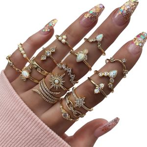 Rings For Women Bohemian Bague Ring Set for Women Fashion Style Premium Couple Party Jewelry Knuckle Ring Girls Mood Gifts Halloween Accessorie