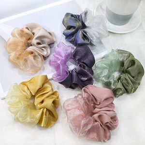 Clipes de cabelo Coreia do sul costura atingida anel colorido gravata traseiro prato de prato de orgânza moda super fada scrunchies feminino feminino