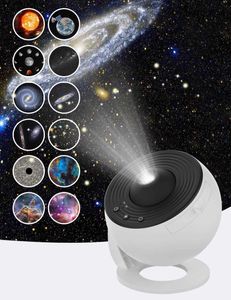 Galaxy Projector 12'de 1 Planetarium Star Projektör Yatak Odası Dekor Dönen Nebula Projektör Lambası Zamanlı Yıldızlı Gece Işığı HKD230812