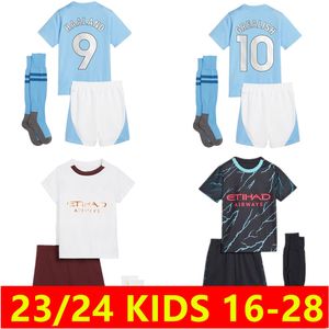 Çocuklar 2023 2024 Futbol Kitleri Takipleri Haaland Futbol Formaları Grealish Sterling Mans Şehirleri Mahrez De Bruyne Foden Kids Footbal Kit