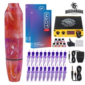 Dövme Makinesi Mast Abs Plastik RCA Dragonhawk LCD Mini Güç Kaynağı ve Pro Kartuş İğne Set Makyaj Dövme Kiti 230811