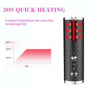 Curling Irons Automatic Curling Led Screen Electric Rotating Curling Iron 5000Mah Mini Portable Thermostatic Electric Cordless Hair Curler 2308110LPTRNPD
