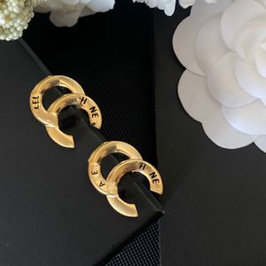 Kadınlar için Tasarımcı Lüks 18K Altın Kaplama Saplama Paslanmaz Çelik Küpe Retro Kolye Mektup Küpe Nişan Ear Stud Jewlery