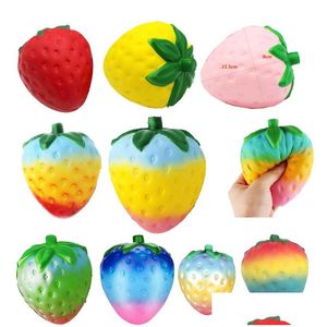 Dekompresyon oyuncak squishy oyuncaklar özelleştirilmiş kawaii meyve şekli pu sünger stres kabartma çilek yavaş yükselen top damla teslimat gif dhoyr