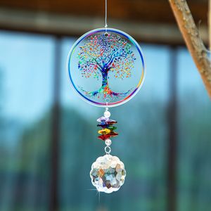 Bahçe Dekorasyonları H D Çakra Ağacı Yaşam Suncatcher El Yapımı Kristal Mandala Prizma Dekor Pencere Araba Duvar Sanatı Asılı Süsleme Ev Ofisi 230812