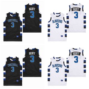 Lucas Scott #3 One Tree Hill Ravens Film Koleji Basketbol Forması Beyaz Siyah Boyut S-XXL