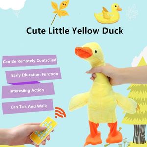 ElectricRc Hayvanlar Kablosuz Uzaktan Kumanda Ördek Oyuncak RC Peluş Küçük Sarı Yürüyüş Yapabilirsiniz Sing Electric Baby Çocuk Oyuncakları 230812