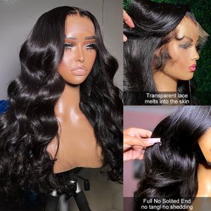 30 40 Inch Body Wave 13x6 Transparent Lace Front Human Hair Wigs for Women 250% 5x5 Closure Frontal Glueless Wig