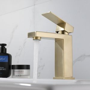 304 Paslanmaz Çelik Washbasin Musluk Soğuk ve Sıcak Fırçalı Altın Siyah Banyo Lavabo Banyo musluk aksesuarları