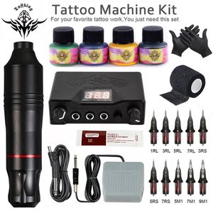 Tattoo Machine Professional Pen Complete Set Cartridge Beginner Tattoos Igle Creat набор для Body Art Ink Supplies 230814