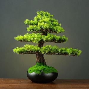 Faux Floral Greenery Home Decoration Potted DIY False Tree Bonsai Living Room Chinese Style el Porch Landscape Decoration Green Plant Decoration 230812
