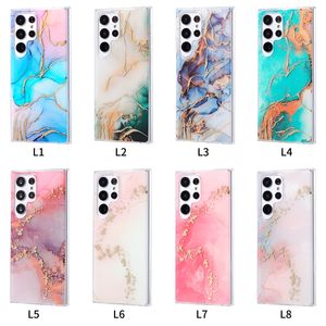 Moda Akışı Mermer Yumuşak IMD TPU İPhone 15 14 için Kılıflar Kılıflar 13 Pro MAX 12 11 Samsung S23 Ultra S22 Kaya Taşı Krom Kaplama Metalik Altın Telefon Arka Kapak Kabuğu