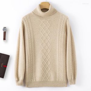 Camiscedores masculinos Autumn e inverno espessados ​​suéter de caxemira lindos lã de lã Top casual grande colarinho reverso alto Pullovre