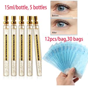 5pcs 15ml  bottle Firm Face Collagen Line Serum with 30 bags Silk Thread Moisturize Shrink Pores Brighten Improve Fine Lines