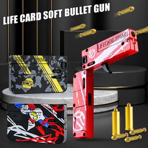 New Upgraded Lifecard Metal Folding Gun Toy for Kids Adult Pistol Toys Gun With Soft Bullets Alloy Shooting Model For Adults Children 2425
