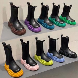 Sıcak son kadın botlar lastik önyükleme fırtınası lastikler tıknaz deri kristal açık martin ayak bileği moda anti-kayma tasarımcısı platform bootie 35-44 b1er#