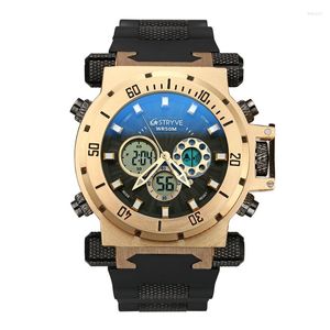 Bilek saatleri stryve 8015 lüks silikon kayış saatler ağır kadran çift zaman 5atm su geçirmez spor kuvars dijital erkekler izle reloj hombre