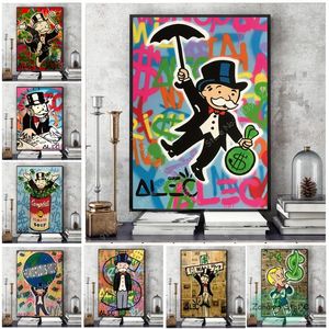 Leinwandgemälde Vintage Money Street Artwork Monopoly Retro Game Poster und Drucke Kunstwandbild Wohnzimmer Jungen Gaming Room Home Decor Kein Rahmen Wo6