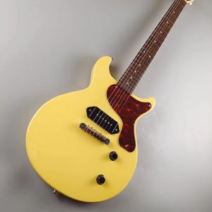 Standardowa gitara elektryczna, żółta telewizja, czarny picup P90, tuner retro, dostępny w magazynie, szybka wysyłka