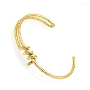 Bangle Fashion Women Punk Color Gold Springnable Steel Stainless Steel Plovel Weave Bowkont Wire Bracelets Pulseras Jewelry Day Day's Day