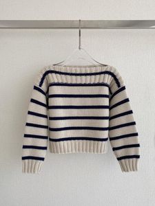 Kadın Sweaters 2023 Yaz Giyim Moda Klasik Klasik OFUS OLUŞTURUŞ STRIMED Gevşek Kırpılmış Kazak 0707