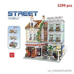 Blocks City Street View Creative Square Uzman Grand Emporium Model Mini Mikro Yapı Blokları R230814 için Modüler Minyatür Oyuncak