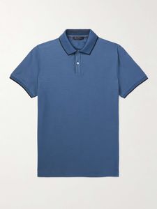 Erkekler Polo T Shirtler Yaz Loro Pianaslim-Fit Kontrastlı Streç-Cotton Polos Gömlek Kısa Kollu Tshirt Moda Erkekler