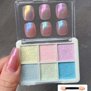 Гвоздь блеск 6color Solid Magic Mirror Powder Illusion Aurora Super Bright Glass Fine Flash for Nails 230814