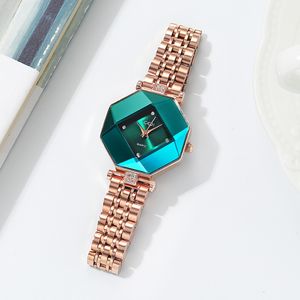 Womens Watch Saatler Yüksek Kaliteli Lüks Octagon Biness Pırlanta Küçük Yeşil Cilt Kuvars 31mm Saat