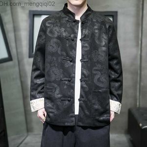 Erkek Ceketler Çin Geleneksel Geyik Altın Velvet Sıradan Ceket Düğmesi Erkekler Sonbahar ve Kış Palto Markası Retro Han Element Tang Suit Z230816
