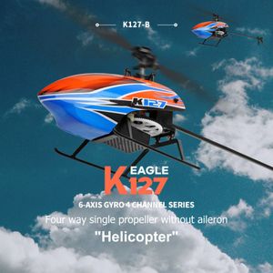 Uçak Modle Helikopterleri K127 24GHZ 4CH 6AIXS Gyroscope Tek Blade Pervanesi Gyro Mini RC Helisotper Çocuklar için Hediye Oyuncakları 230815