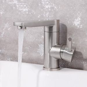 Banyo Lavabo muslukları 304 Paslanmaz Çelik Gemi Havza Karıştırıcı ve Soğuk Musluk Fırçalanmış Yüz Yüz Yıkama