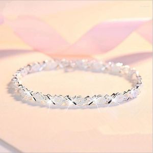 Charm Bracelets Moda 925 Gümüş Renk Çapraz Bilezikler Kadınlar İçin Kızlar Düğün Aksesuarları Takı