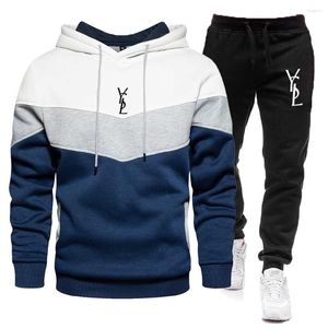 Men's Tracksuits Brand Printing Tracksuit Hoodie Set Casual Warm Sports Sweater Pullover Jogging Pants 2-piece