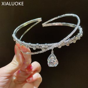 Kolye Kolyeleri Xialuoke Vintage Zircon Su Damla Kristal Kolye Kolye Kadınlar İçin Lüks Zarif Suç