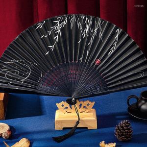 Декоративные фигурки винтажный стиль шелк складной фанат китайский японский бамбук, украшения украшения, танцевальная рука, художественное ремесло подарок